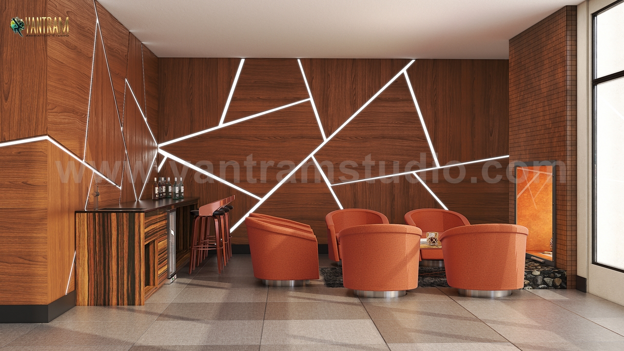 Modern Video Game, Wine Room & Impressive lobby Ideas to enhance 3d Interior Modeling by Architectural Animation Services, Vegas – USA