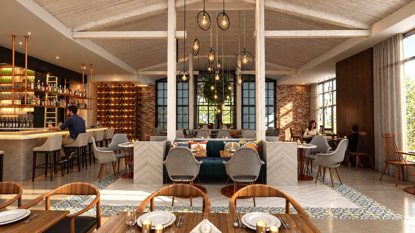 Interior view of a modern dining area in a luxury villa — 3D Architectural Design Ukraine