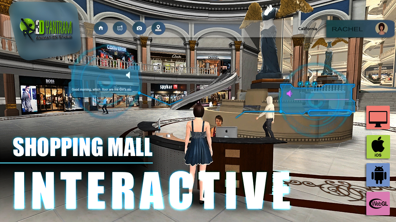 Interactive VR Shopping Mall App Development by Yantram Architectural visualizations company, California – USA