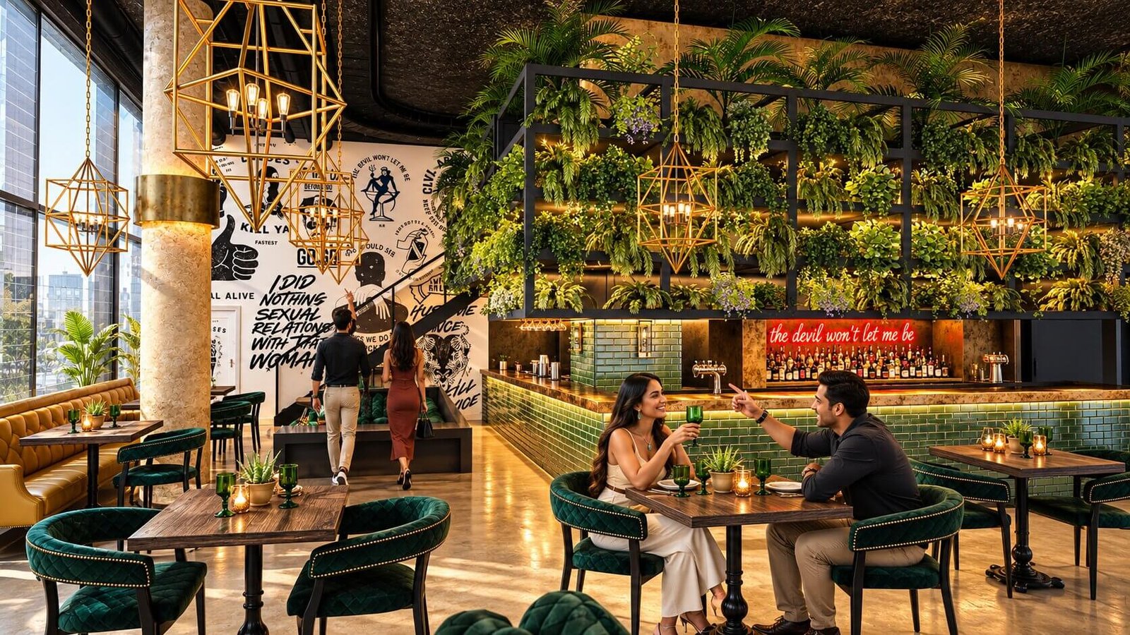 3D model of a bar area with contemporary design
