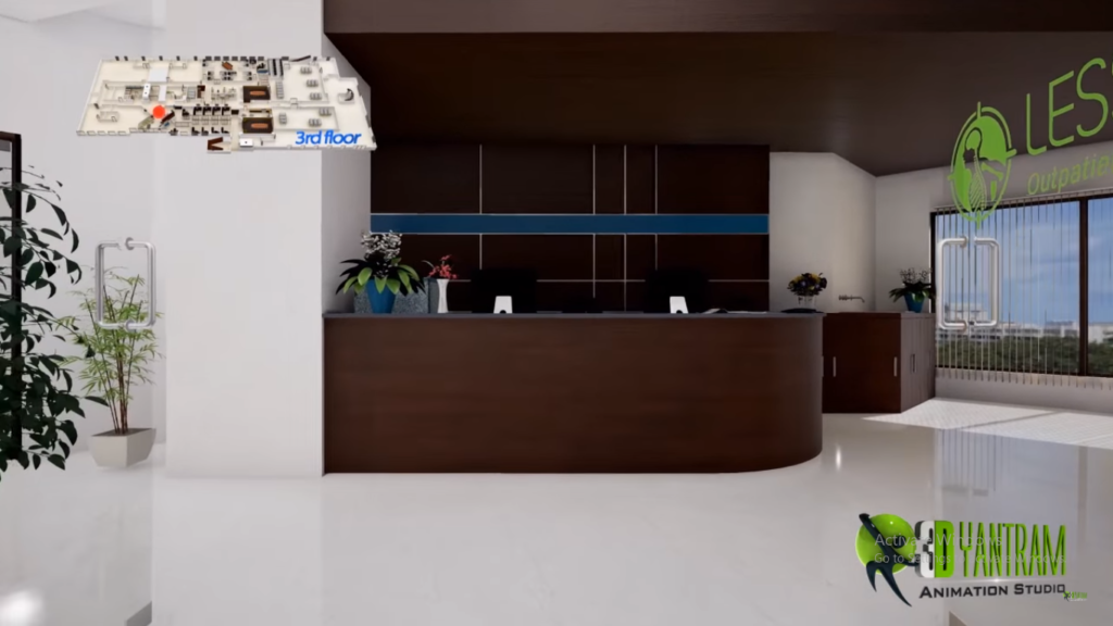Reception area with modern design and furnishings
