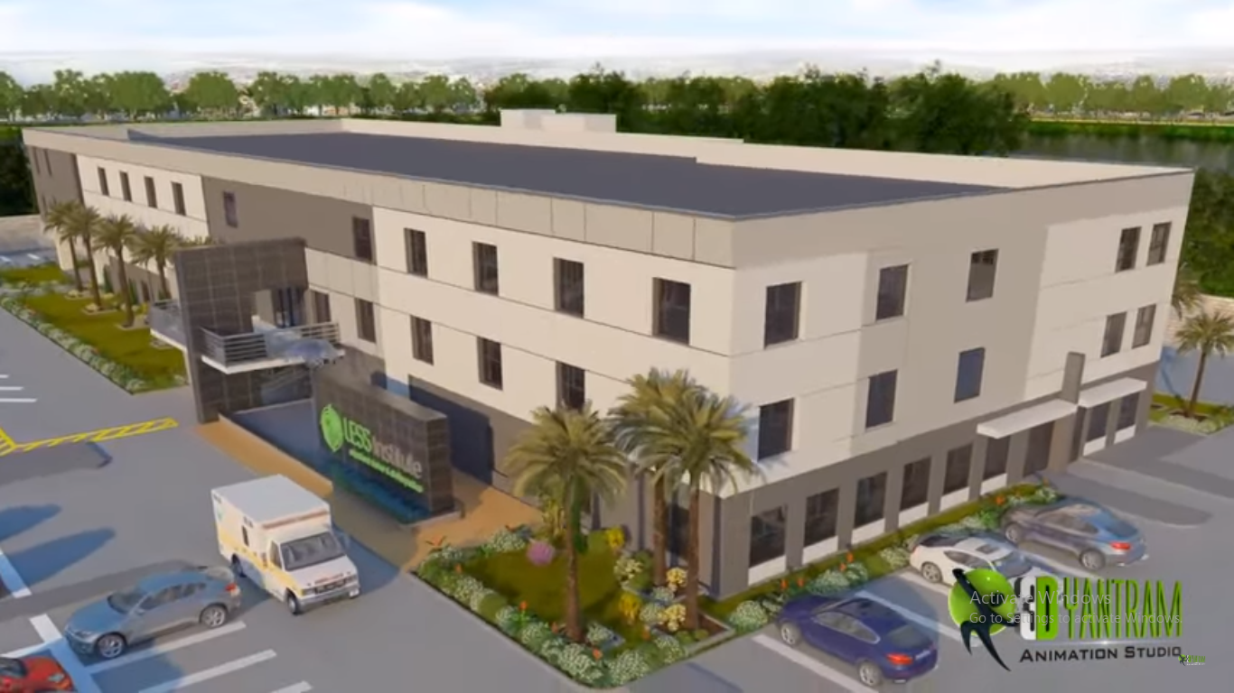 Architectural presentation video of Commercial Hospital by Yantram architectural design studio-USA