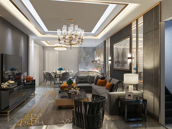3D Interior Design of Contemporary Living & Bedroom by Yantram 3D Interior Rendering Studio, Houston, Texas