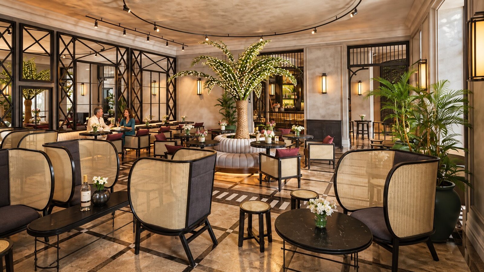 Interior view of Buddha Bar showcasing seating and decor — Hotel Interior Rendering