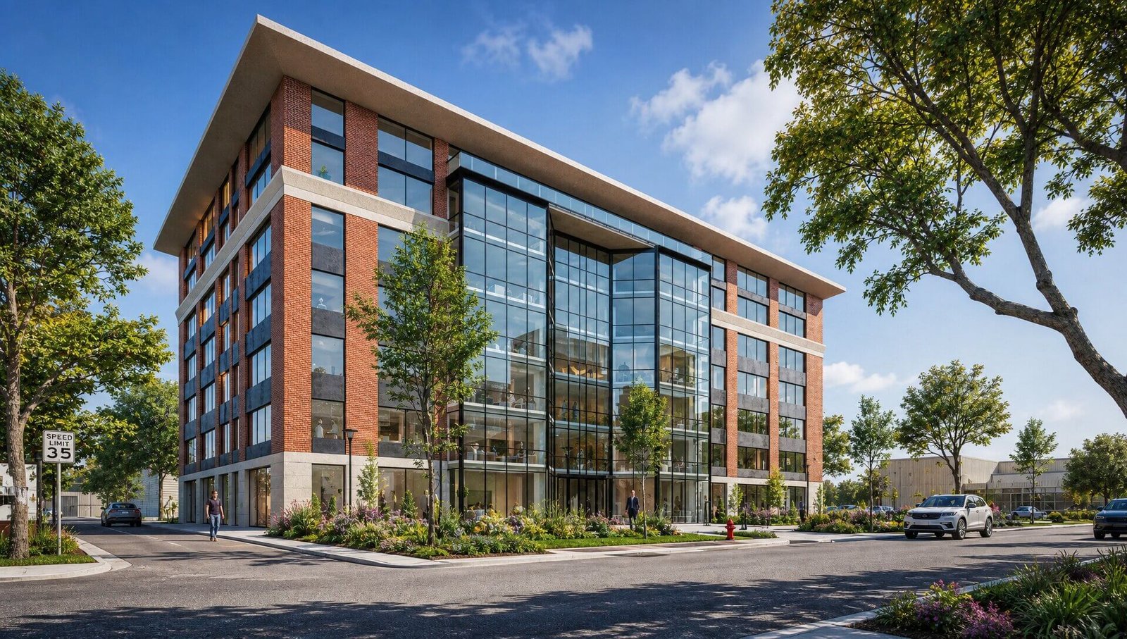 Rendering of a commercial building in Houston — 360 Architectural Visualization Studio Seattle