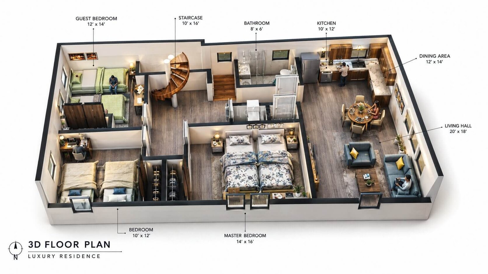 2D floor plan services for a 3-bedroom house — 2D Floor Plan Services New York