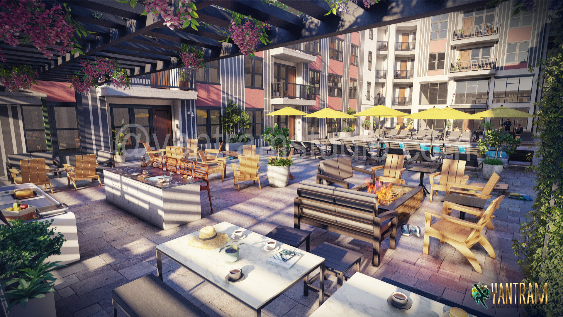 3D Exterior Rendering Studio Designed A Pool Lounge In New York, USA