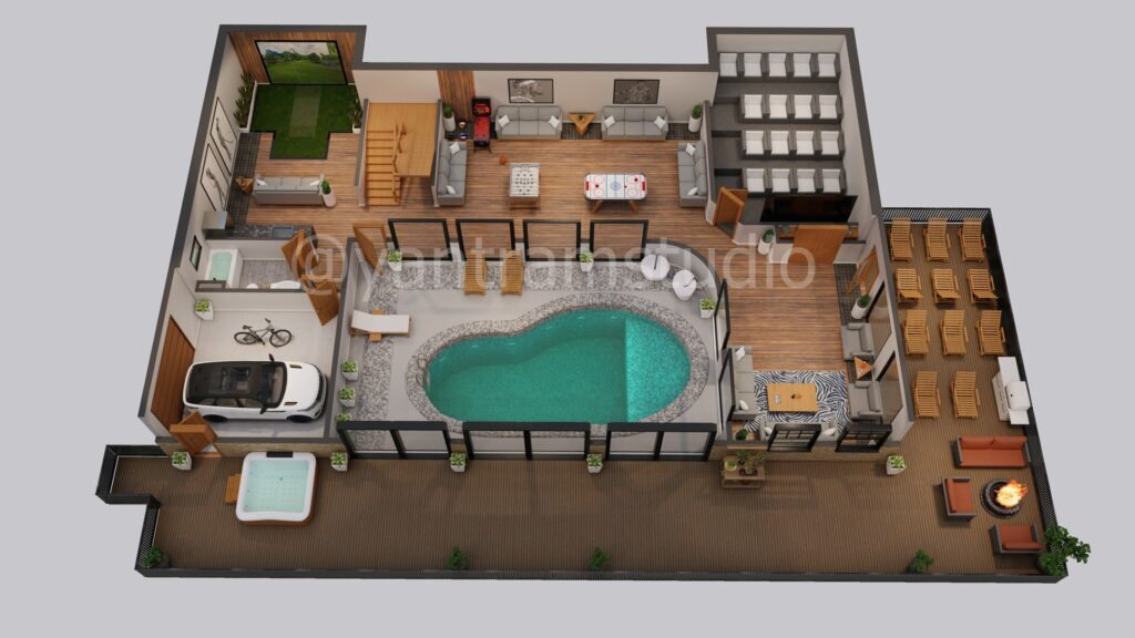 3D, design, services, floor plan, modeling, studio, rendering, residential, pool, architectural, house, Luxury, ground floor, Idea, home, big villa, parking, architectural, animation, visualization, house, bungalow