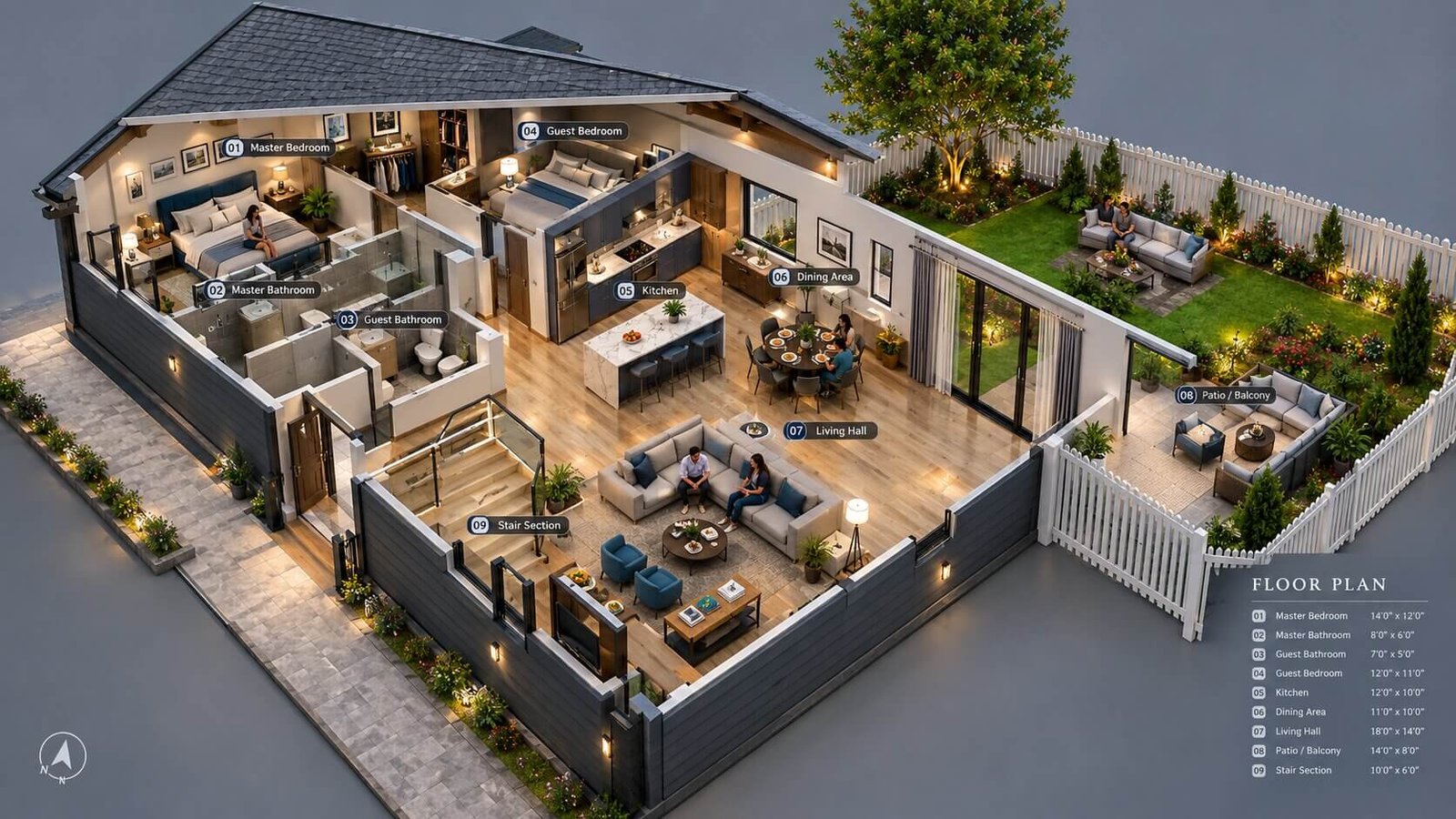 Cutaway view of a furnished home layout in Peru, showcasing a 3D floor plan.