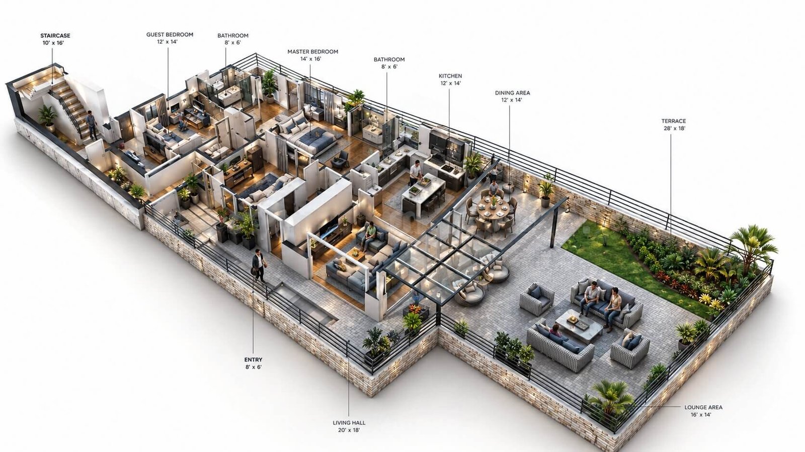 3D floor plan of a residential house in New York City