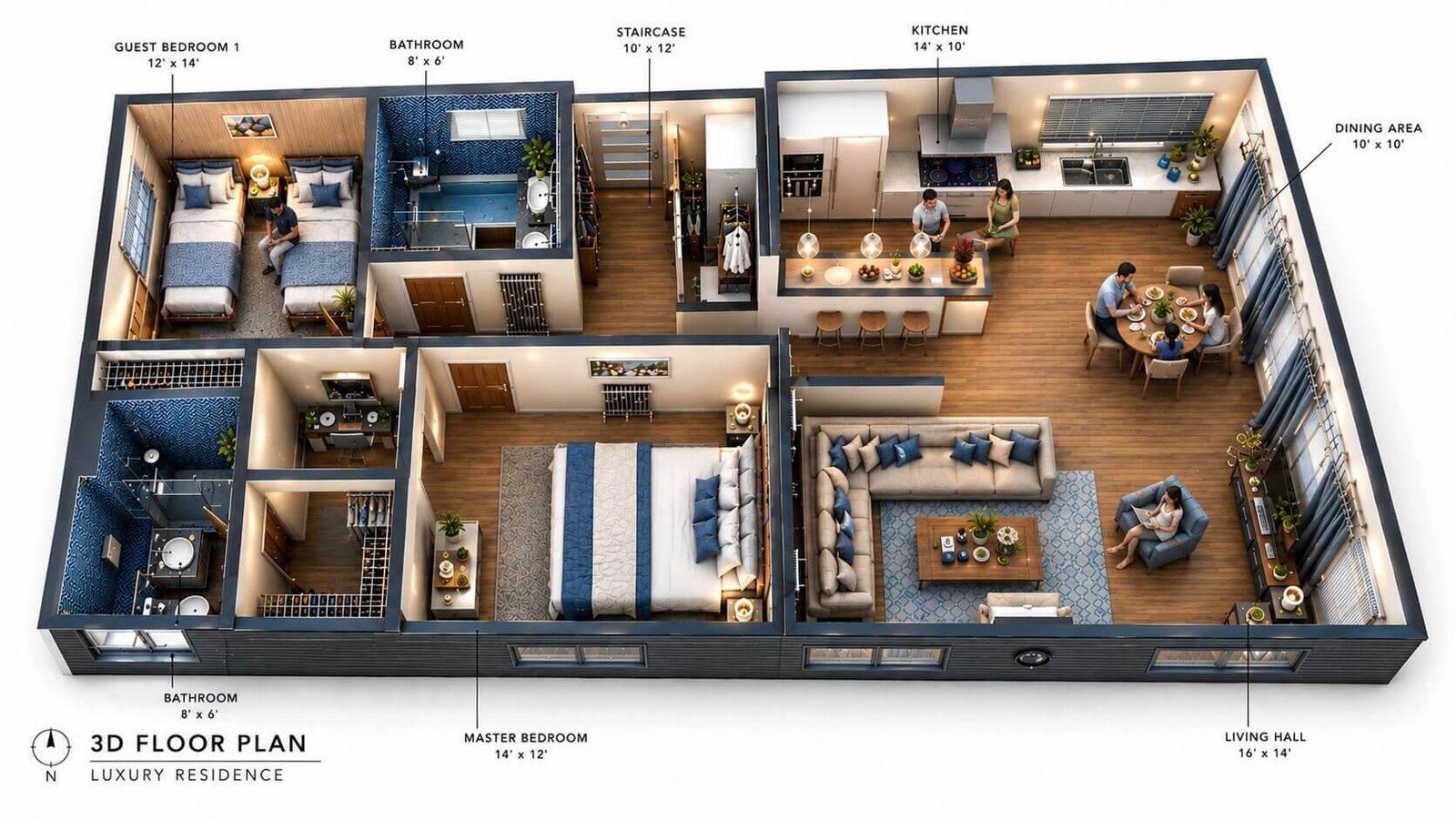 3D floor plan rendering of a home in Meridian, Idaho — 3D Floor Plan Rendering New York