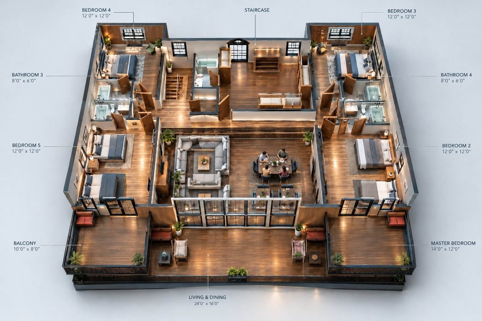 3D floor plan design services for a residential project in California. — Residential Architectural Rendering