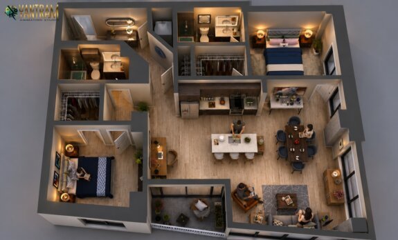 architectural, rendering, studio, animation, visualization, services, design, Idea, residential, house, bungalow, home, floor plan, living room, Dining, ground floor, 2000sq ft, creator, kitchen, modeling, agency, 2 bedroom