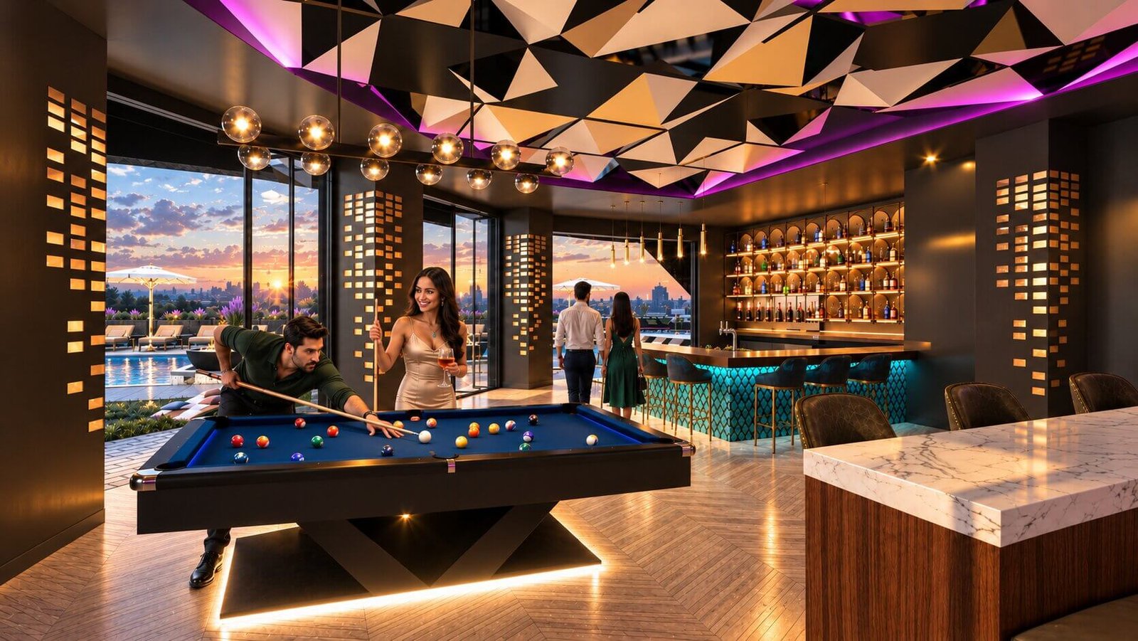 Lounge bar interior visualization in Los Angeles — Hospitality Visualization