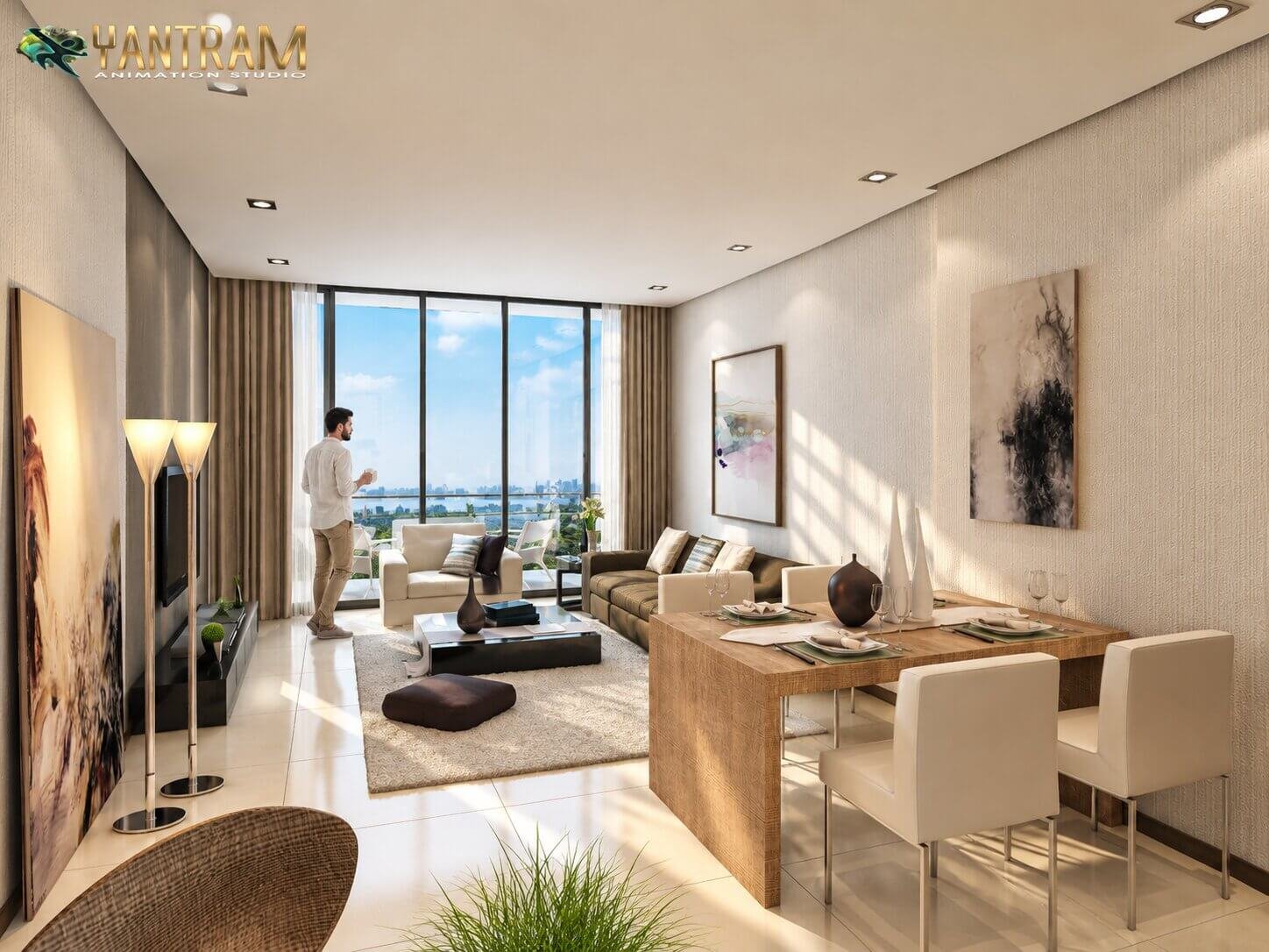 Living room view emphasizing natural light and elegant proportions.