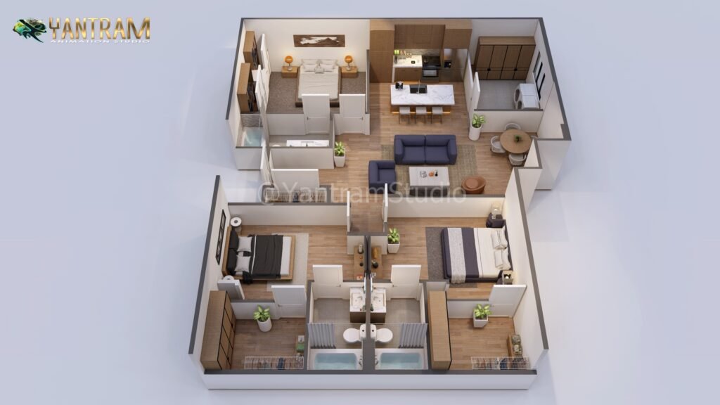 architectural, rendering, studio, animation, visualization, services, design, Idea, residential, house, bungalow, home, floor plan, Livingroom, Dining, ground floor,3 bedroom,1500sq ft, creator