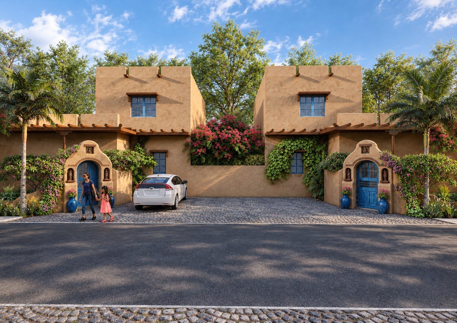 Exterior view of a resort featuring charming architecture and greenery.
