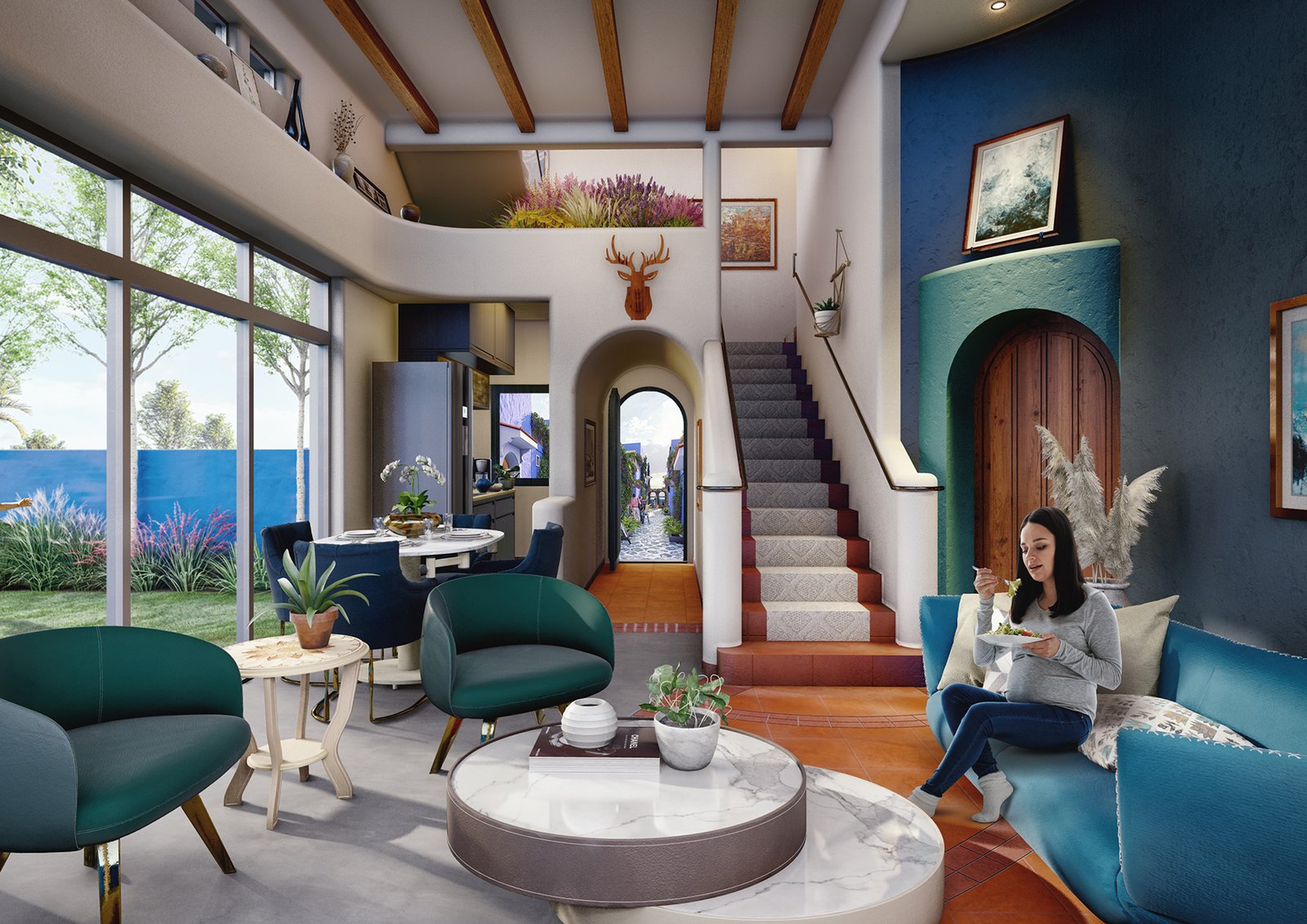 Stylish living area with modern furnishings and decor. — Residential Development Visualization