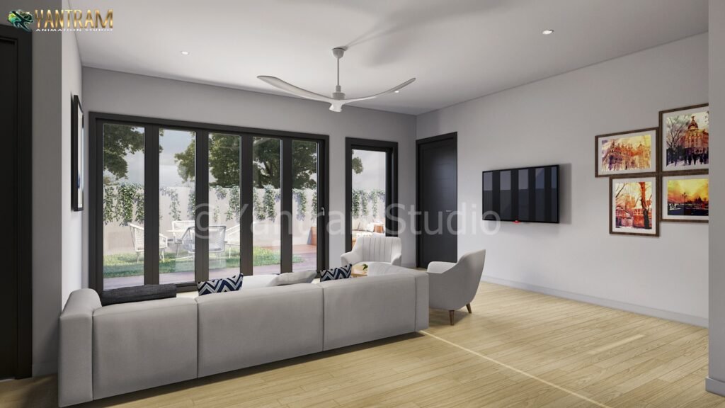 Living Room, 3d Interior design idea, rendering