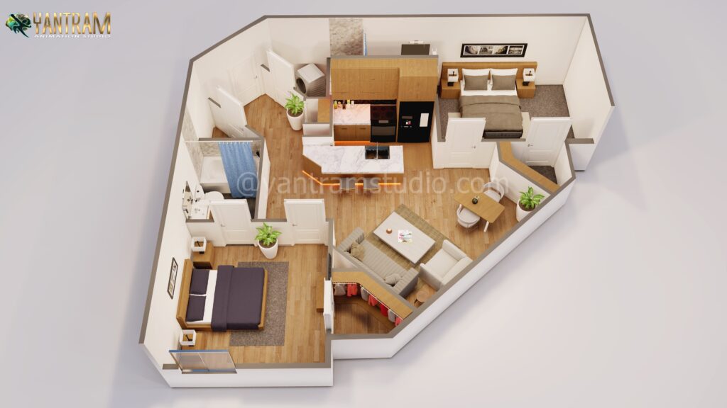 architectural, rendering, studio, animation, visualization, services, design, Idea, floor plan, residential, house, bungalow, villa, home, Living room, layout, 3 bedroom, ground floor, cut edge, modeling, firms, 3D, agency