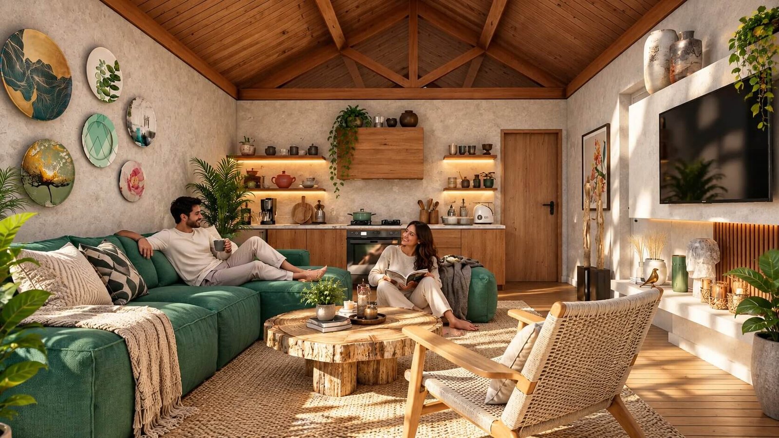 Modern interior design showcasing a vibrant living space — Villa 3D Visualization