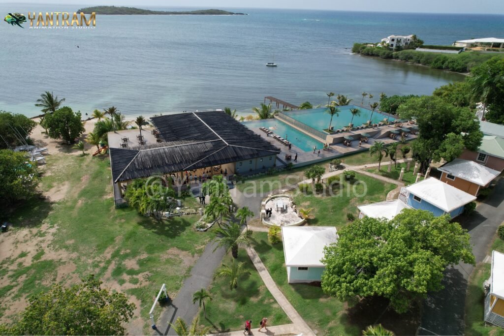 3D rendering of a beachfront property — Aerial 3D Visualization For Developers Brazil