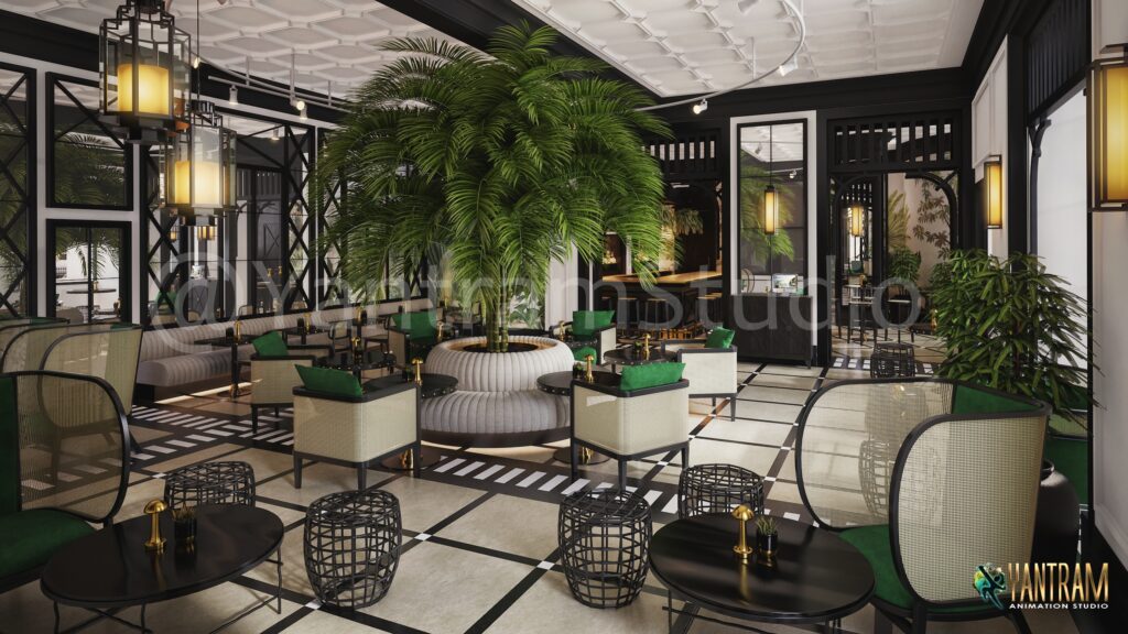 Architectural Interior Rendering, restaurant design exterior