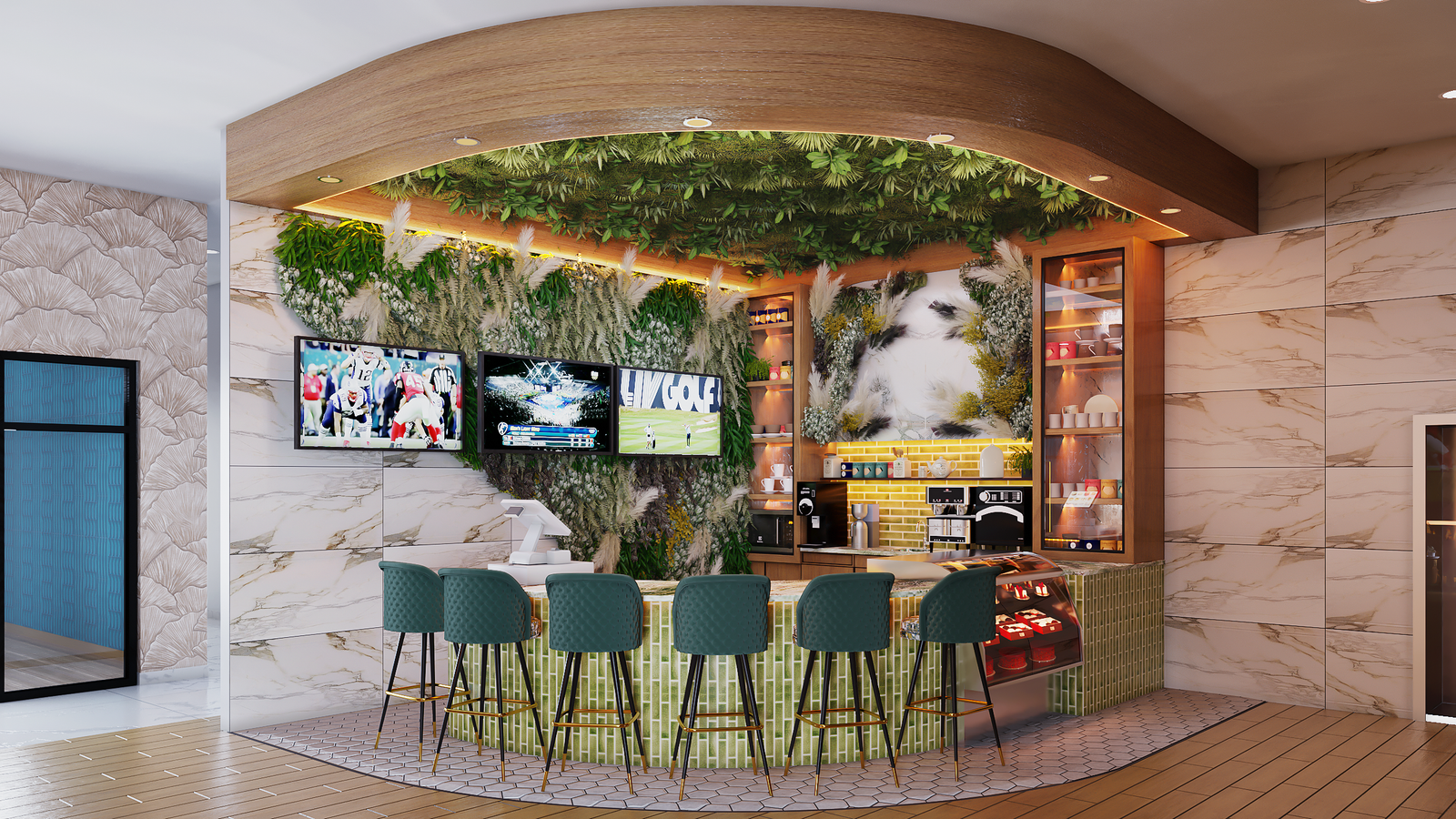 bar, hotel, resort, interior design idea 3d rendering studio