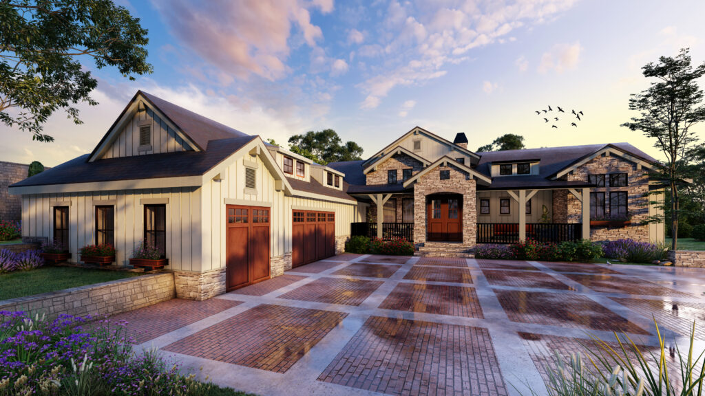 3d exterior rendering studio back yard design idea Residential, Apartments