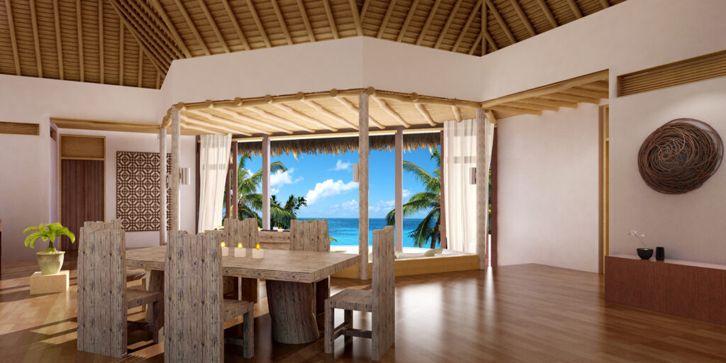 3D interior rendering studio jungle beach hotel resort living dinning pool view exterior rendering services design idea 521 hill