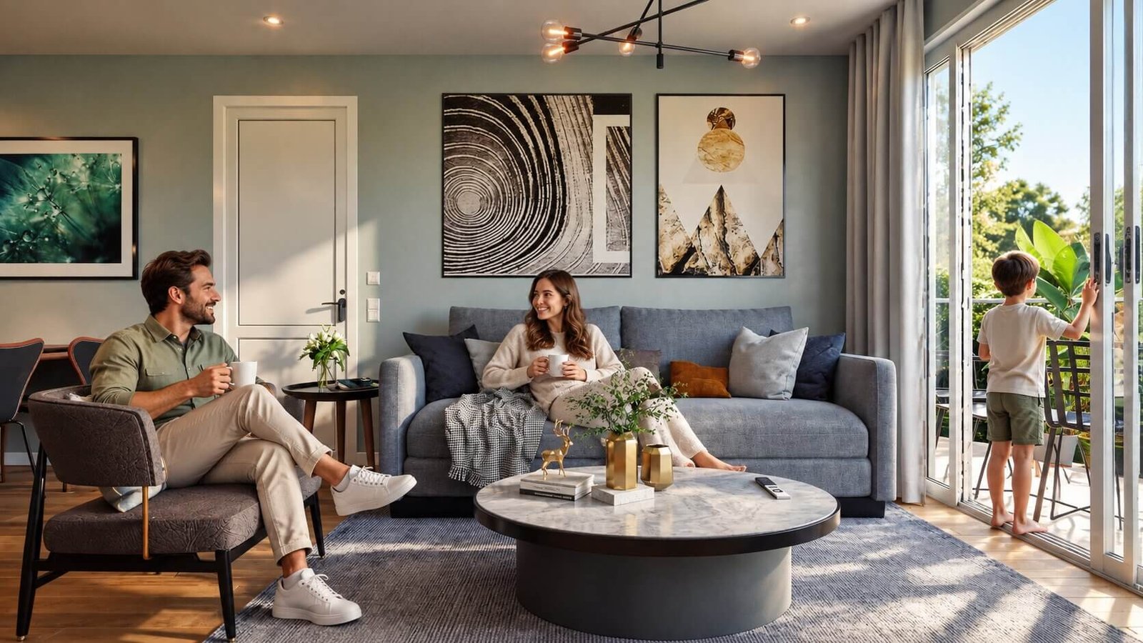 A modular style house design featuring a cozy living room space. — 3D Interior Visualization Los Angeles