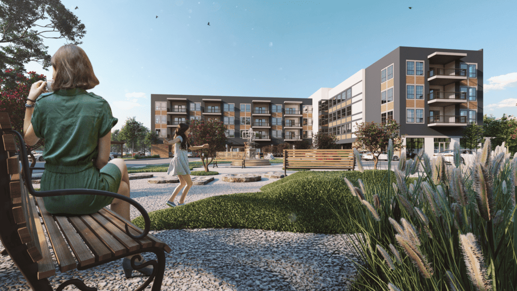 architectural, rendering, studio, animation, visualization, services, design, Idea, residential, condominium, apartment, Garden, parking, exterior, Perspective, firms, Façade, balcony, terrace, fountain view