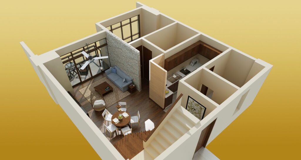 3d floor plan designer services studio 1bedroom 500 sq ft Apartment house Residential condominium