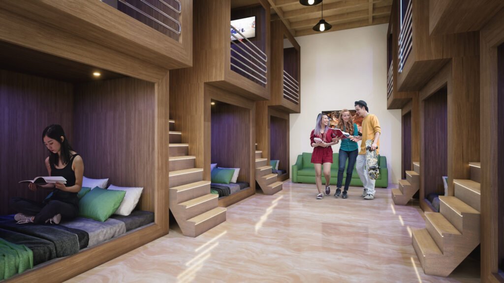 architectural rendering studio animation visualization services design view Idea Interior 3D designers hostel sleeping area company firms agency living