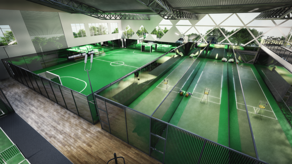architectural rendering studio animation visualization services design view Idea complex sport center Interior design indoorgaming practice area hall modern