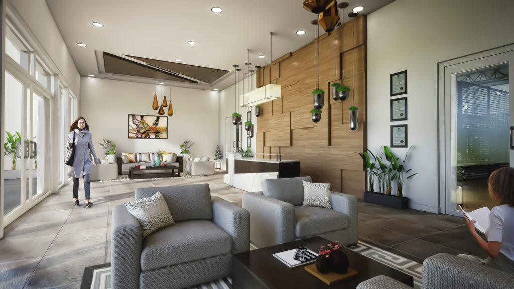 architectural rendering studio animation visualization services design view Idea Interior design living area modern luxury classic designers agency modelling sport center waiting recaption lobby