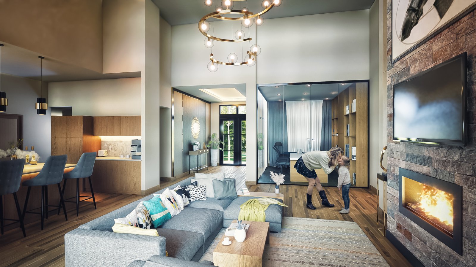 3D Interior Visualization Living Room Design New Braunfels, Texas