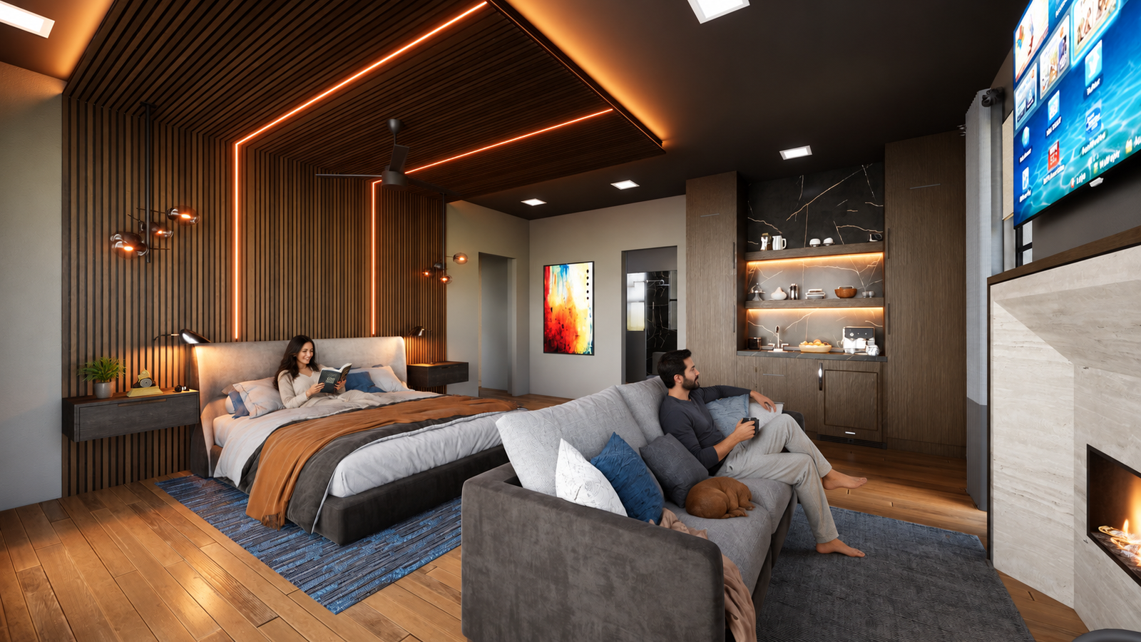 home bungalow villa apartment house hotel resort architectural rendering studio animation wall design visualization bedroom siting area