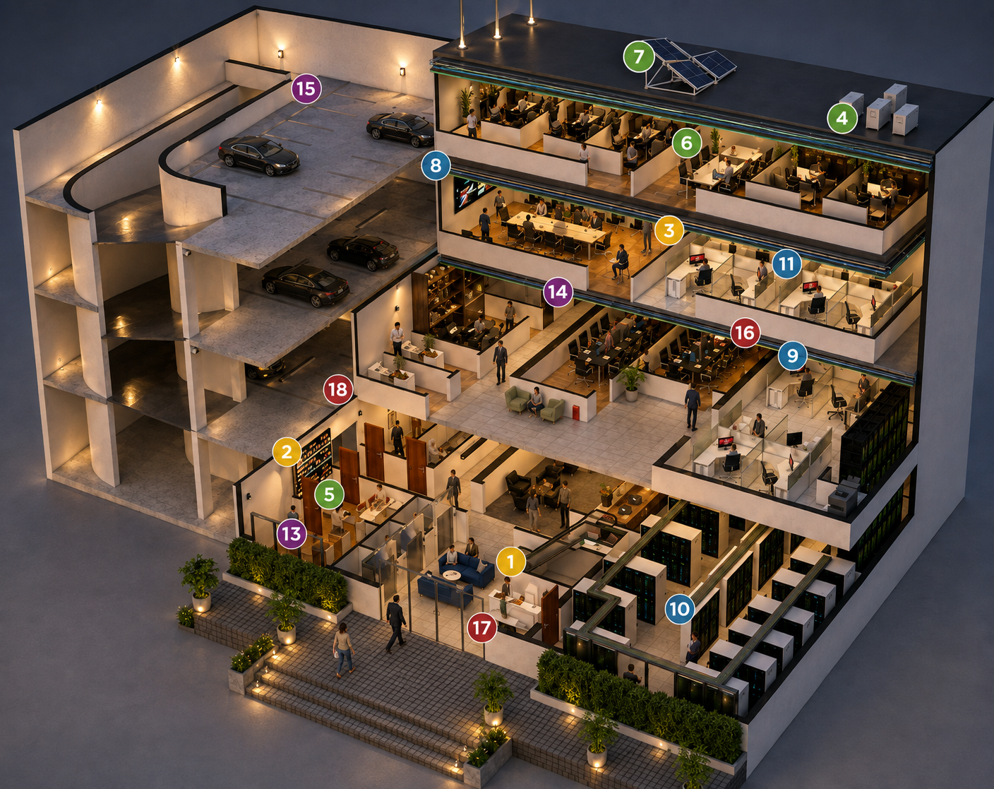 offices data storage work station 3d floor plan designer services studio Commercial layout design idea firm company companies agency studio