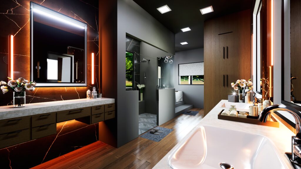 services Idea 3D designers Interior view designers Modern home bungalow villa apartment house wall design visualization luxury washroom bathroom rendering