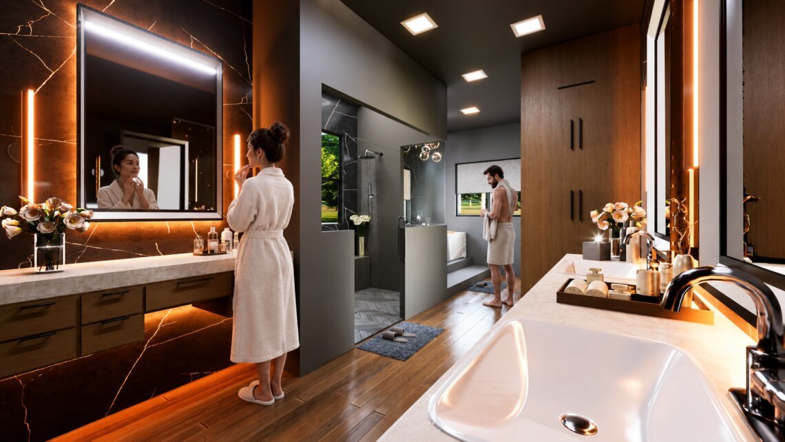 services Idea 3D designers Interior view designers Modern home bungalow villa apartment house wall design visualization luxury washroom bathroom rendering