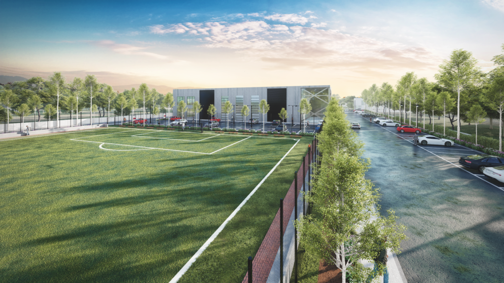 sport center playground football ground parking architectural rendering studio animation visualization services design view Idea exterior landscape complex company firms