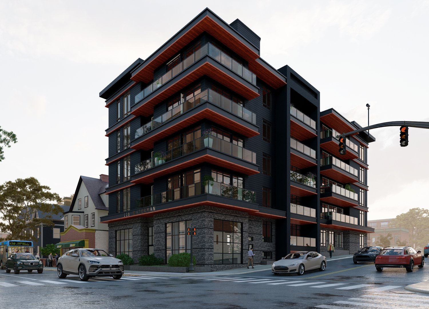 animation visualization services design view Idea condominium apartment exterior balcony architectural rendering studio street road landscape firm company companies