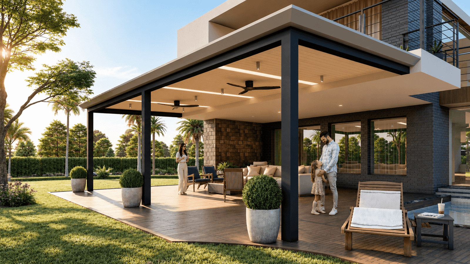 architectural rendering studio animation visualization services design Idea residential company companies firms agency exterior home garden siting area pool