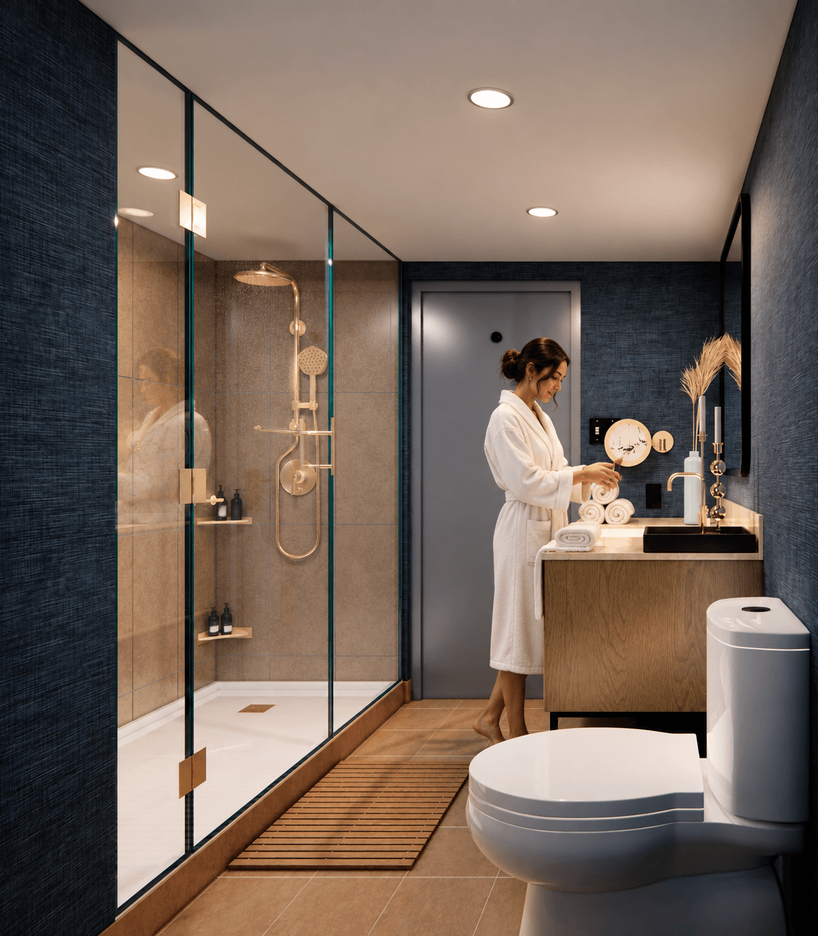 Luxurious bathroom with modern fixtures and elegant design — Residential Rendering Uk