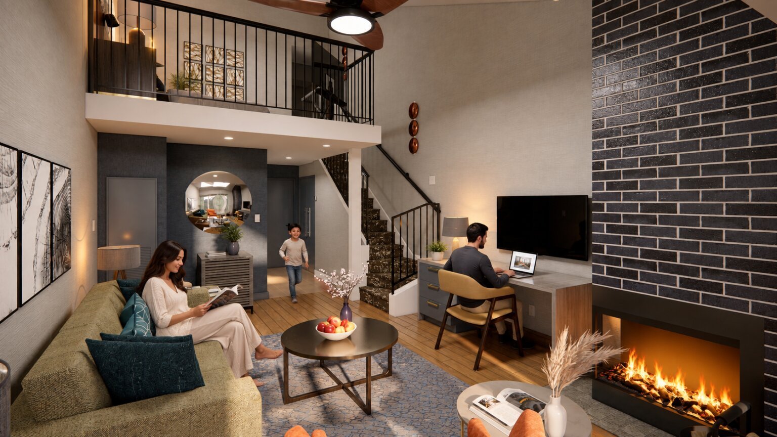 rendering studio animation visualization services design Idea residential hotel apartment bungalow Interior designers luxury firm company companies agency architectural living area