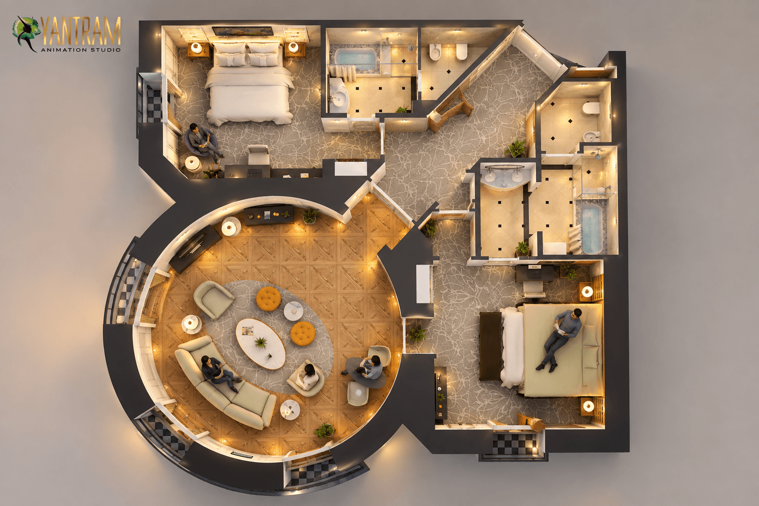 architectural rendering studio animation visualization services design Idea company companies firms designers agency modelling home floor plan 2 bedroom livin