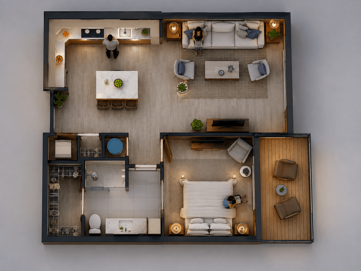 architectural rendering studio services design Idea company companies firms designers agency modelling home floor plan 2D 1bedroom Livingroom 1000sq ft