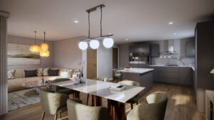rendering modern studio visualization animation services design Idea company companies firms agency interior dining area kitchen living room architectural