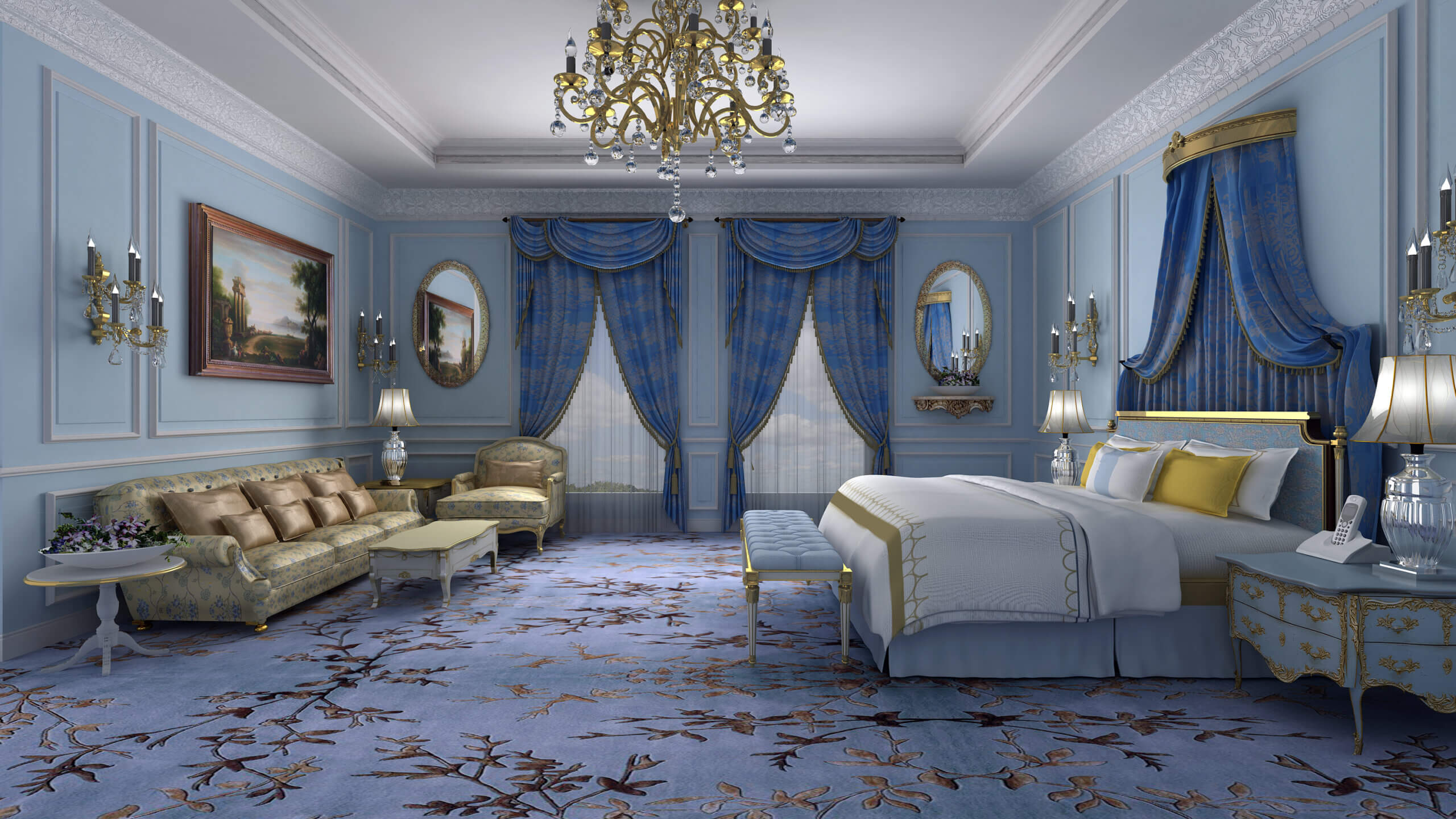 rendering studio animation visualization services design Idea residential hotel bungalow Interior designers bedroom luxury firm company companies agency royal style